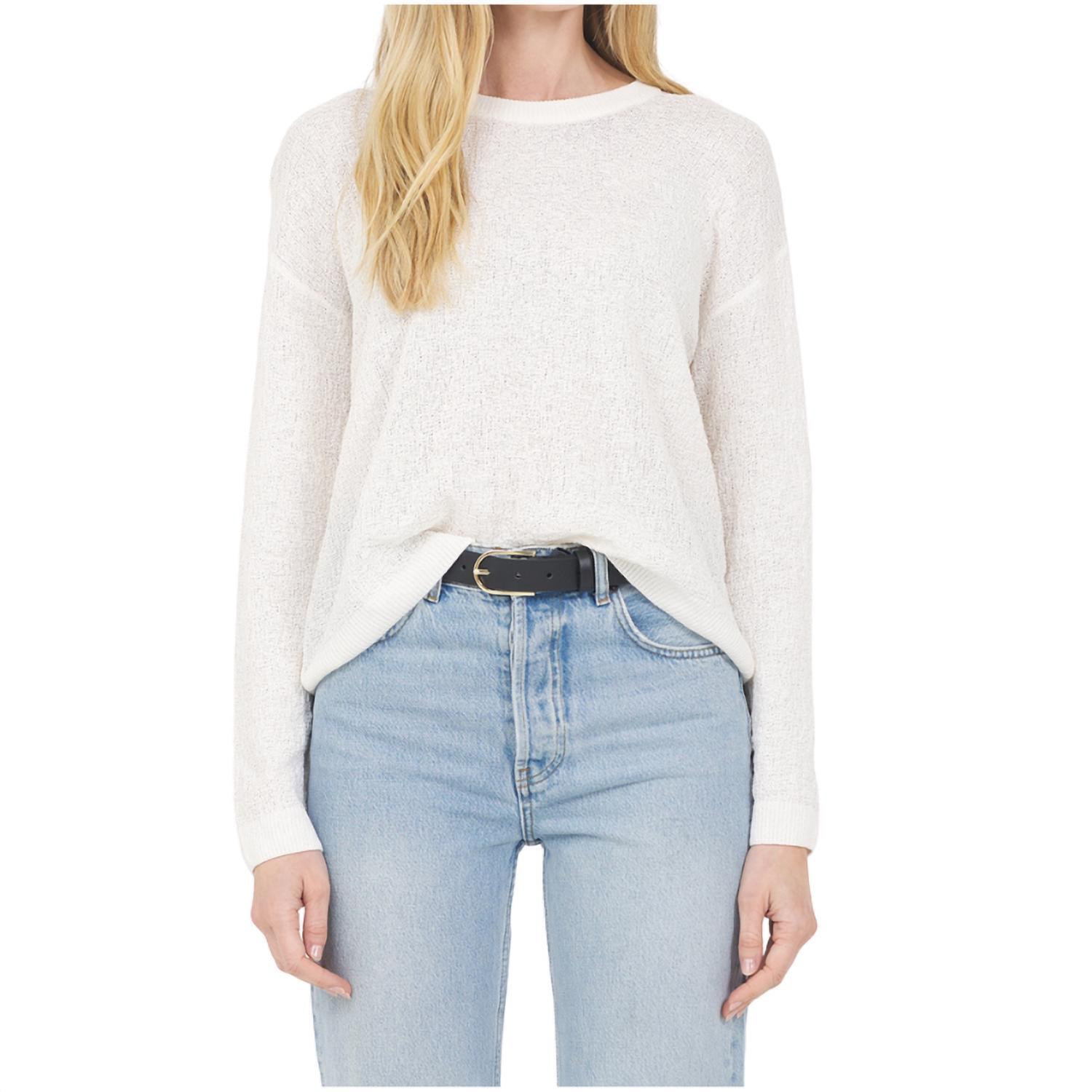 New One Grey Day Octavia Long Sleeve Top In Ivory